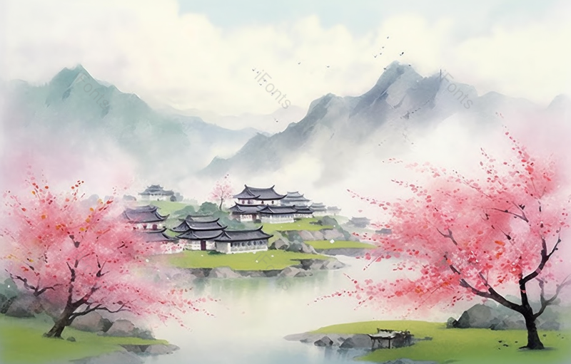 江南的春天水墨画,插画/手绘图,插画/手绘图库,插画/手绘图下载,插画/手绘